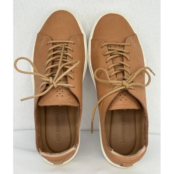Lacoste L.12.12 118 Unlined Camel Brown Leather Casual Sneakers 7 - Picture 6 of 10